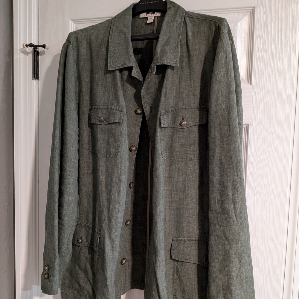Joseph Abboud Green Linen Lightweight Shirt Jacket